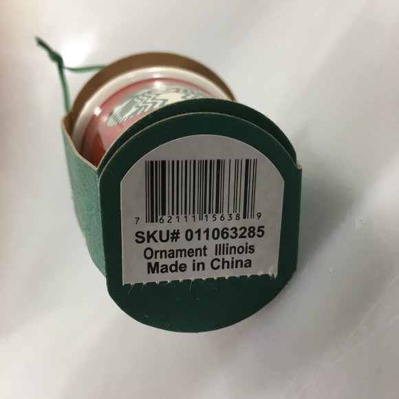 Starbucks Red Illinois Ornament Classic Ceramic Hot Cup Logo Holiday 2016 NEW - Picture 5 of 5